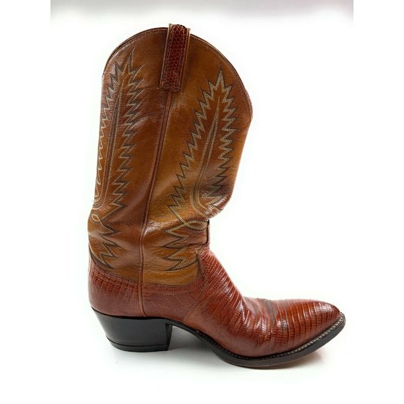 Dan Post Mens 9.5 D Snakeskin Leather Brown Exotic Western Cowboy Boots w/ Bag - Picture 5 of 16